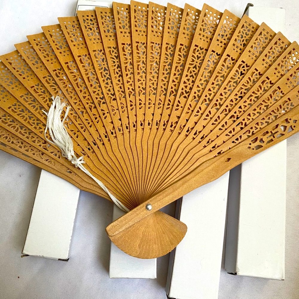 Wood crafted hand fans